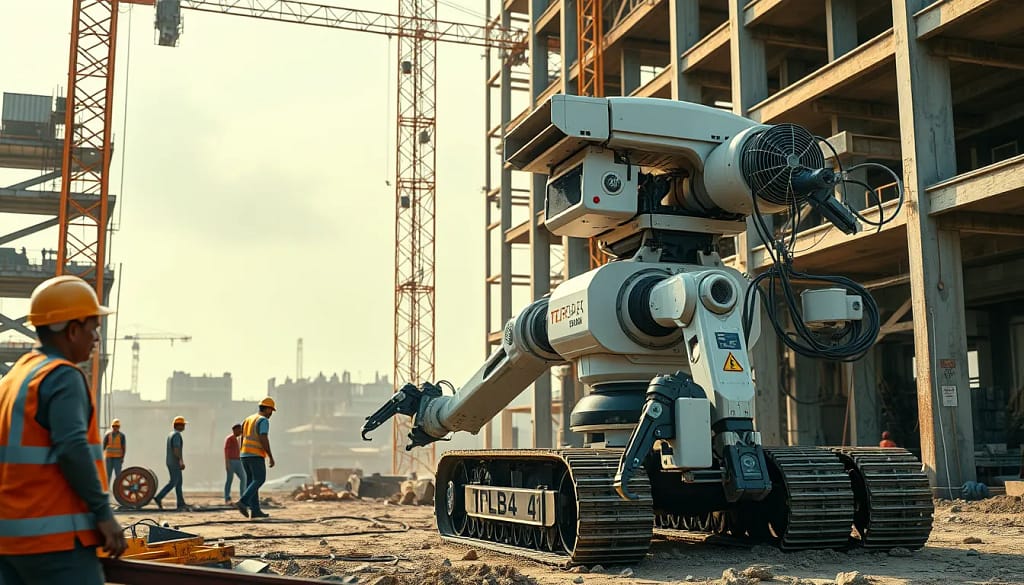 Robots constructeurs sur un chantier en Asie du Sud-Est