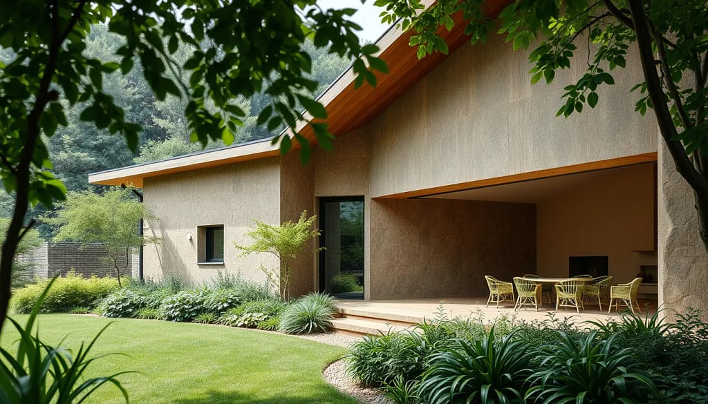 Un bâtiment respirant moderne intégrant des matériaux naturels