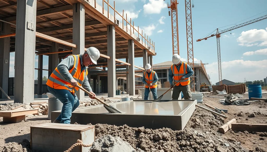 Béton écologique utilisé sur un chantier de construction moderne