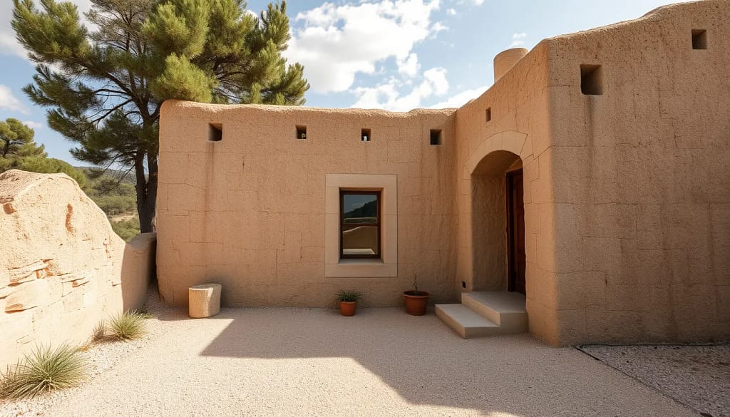 Maison rénovée en terre crue à Draguignan, Provence, intégrant le paysage