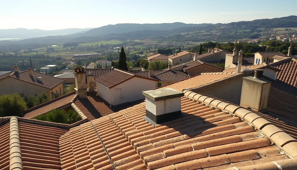 Toits provençaux avec revêtement anti-chaleur, vue sur Draguignan