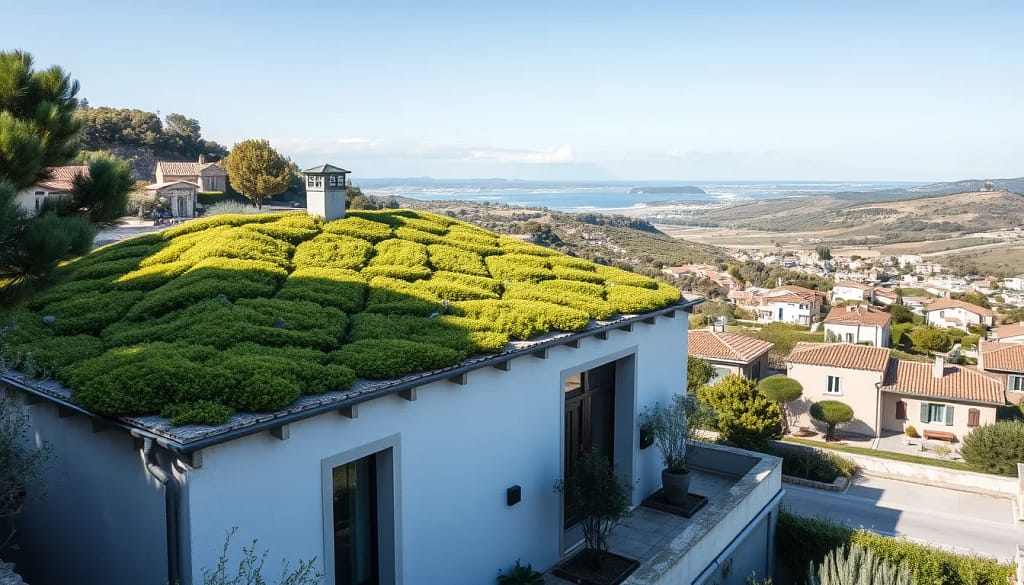 Vue d'une toiture végétalisée à Draguignan, mettant en avant l'innovation en rénovation