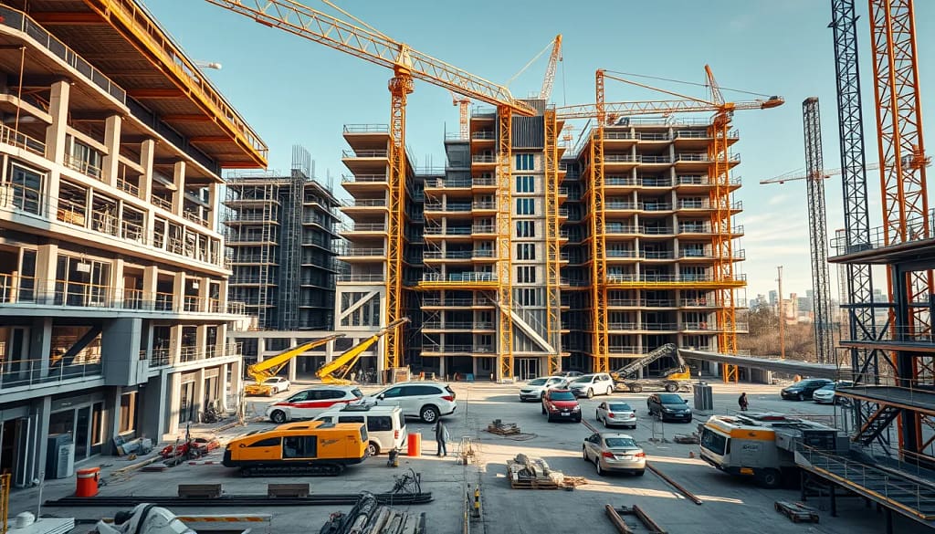 Impression 4D en construction, façades adaptatives, bâtiment high-tech