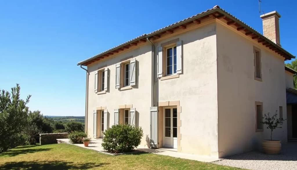Maison rénovée à Draguignan avec isolation bio à la chaux, drapée de lumière naturelle.