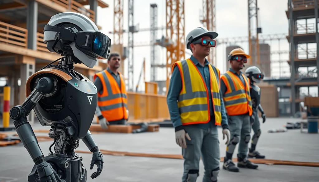 Robotique immersive sur un chantier de construction, technologie avancée.