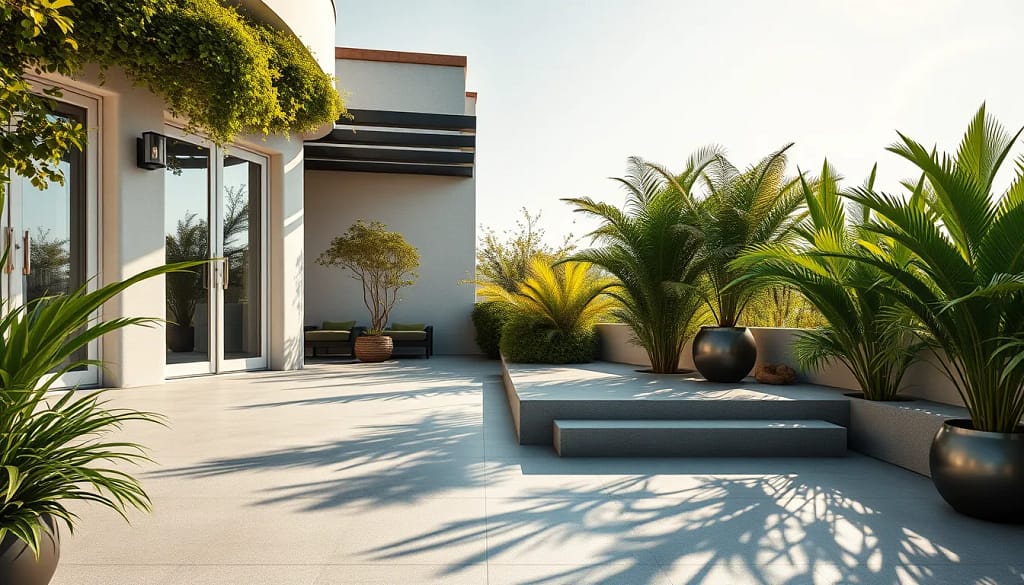 Terrasse en béton polymère moderne, élégante et durable