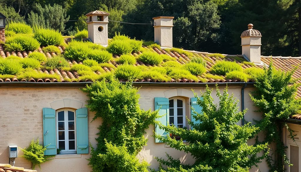 Toitures végétalisées sur un bâtiment en Provence, illustrant l'innovation